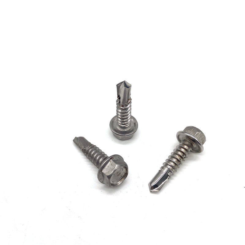 Tornillos autoperforantes con cuello de cabeza hexagonal con brida de acero inoxidable A2-70 DIN7504K