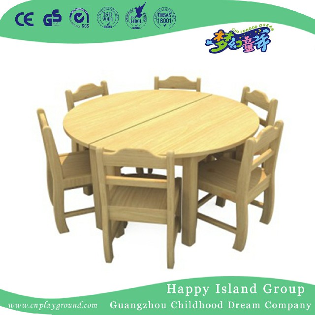 学校商用儿童天然木半圆桌(19A7005)