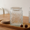Retro Embossed Begonia Pattern Glass Sealed Jar 