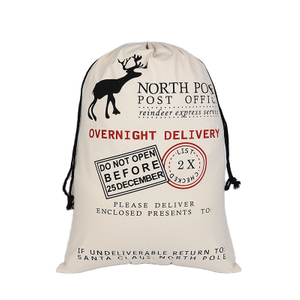 Christmas Decoration Supplies Christmas Bag Cotton Drawstring Canvas Christmas Bag