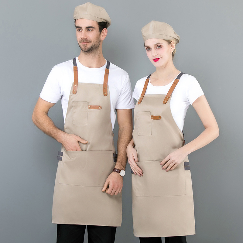 2022 Custom Logo Waterproof Kitchen Apron Fpr Cooking Mens and Womens Professional Chef or Server Bib Apron with Adjustable Straps