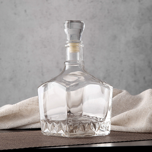  Square Clear Glass Spirit Bottle with Stopper