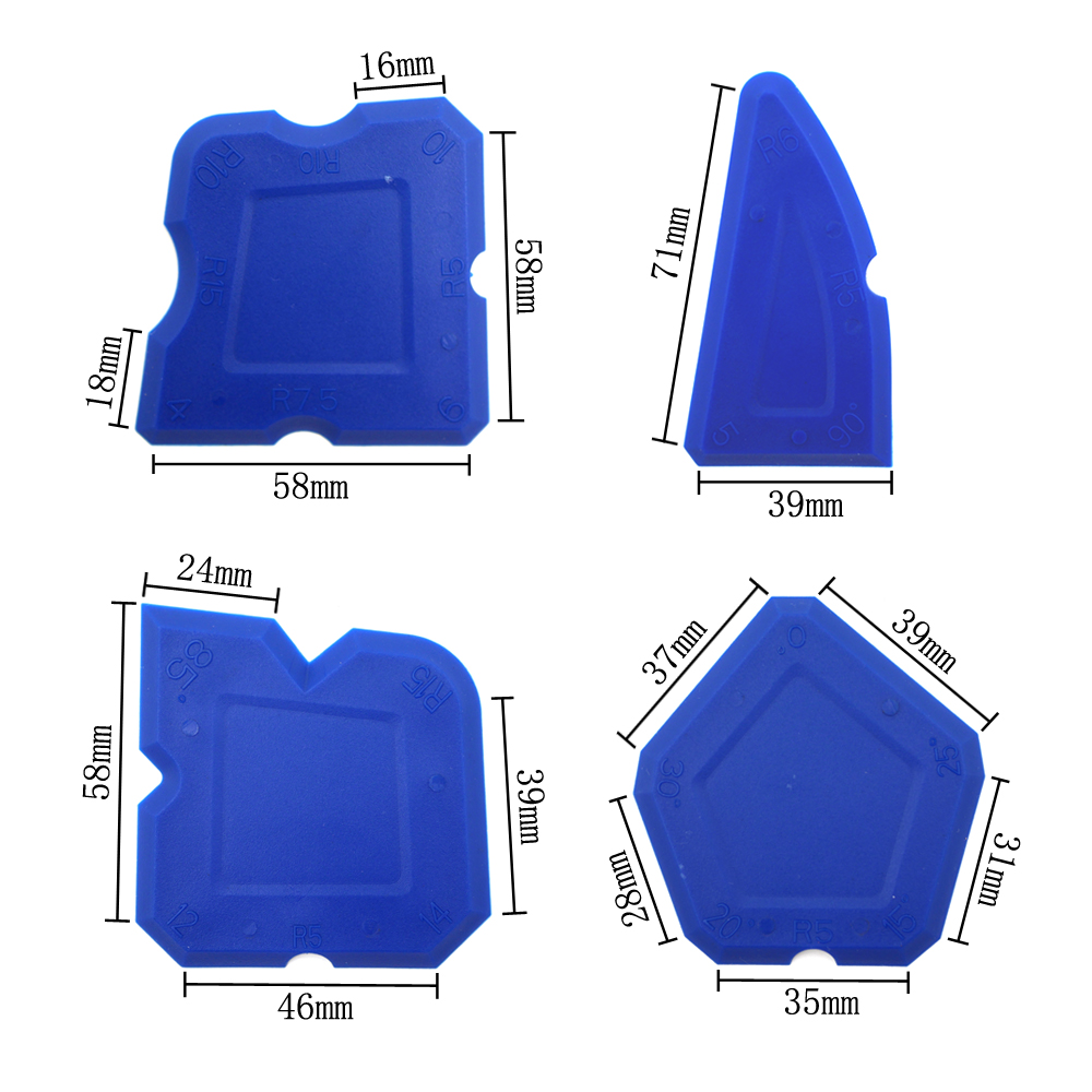 4pcs/ set Blue Glass Scraper Silicone Sealant Remover Smoother Finisher Scraper Cleaner Caulking Tool Kit