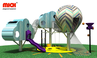 Structure de jeu en plein air pour enfants avec des diapositives corde d'escalade