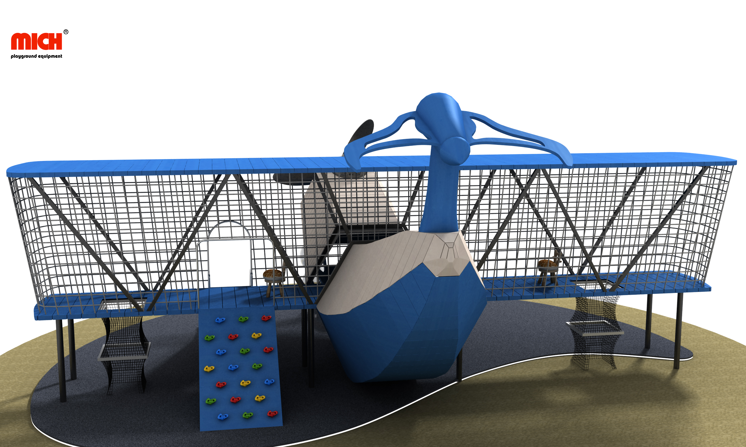 Aire de jeux de plein air en forme d'avion pour enfants modernes