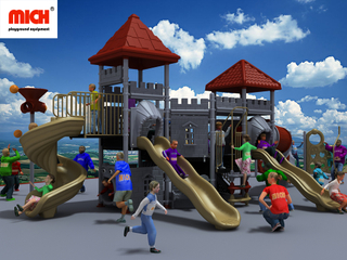Castelo tema Playground Playground, com tema de metal plástico, conjunto de playground