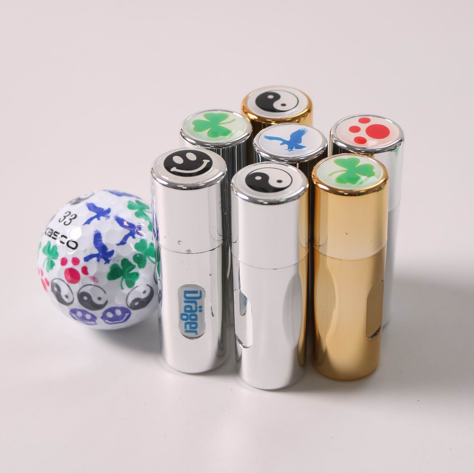 Nickel Plated Golf Ball Stamps Dia.11mm Golden Silver Stamp Body Available 