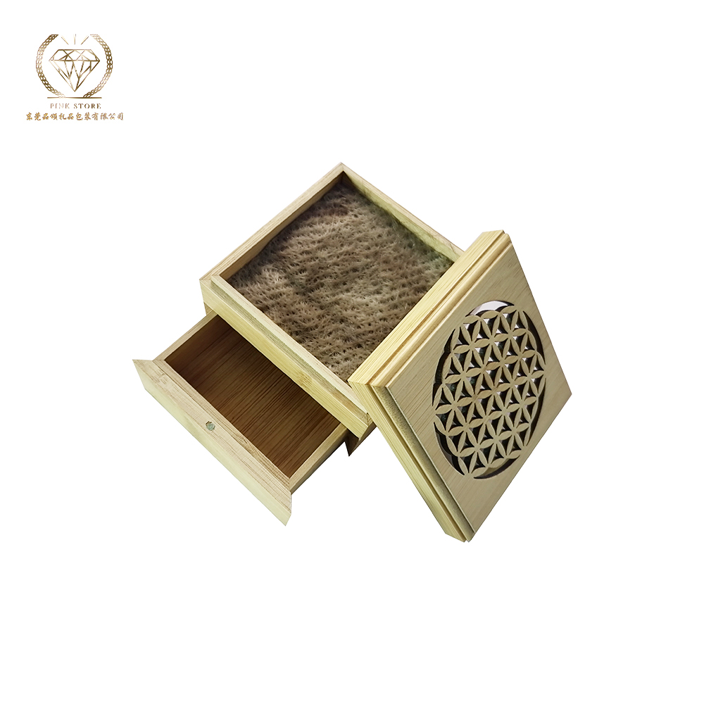 Incense Holder Stick Burner Catcher with Storage Drawer Made From Natural Bamboo Incense Burner for Incense Sticks and Cones, with Storage Compartment