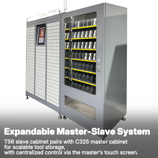 Gabinete de almacenamiento de herramientas maestro T56 | Máquina expendedora de herramientas industriales con 56 selecciones en espiral