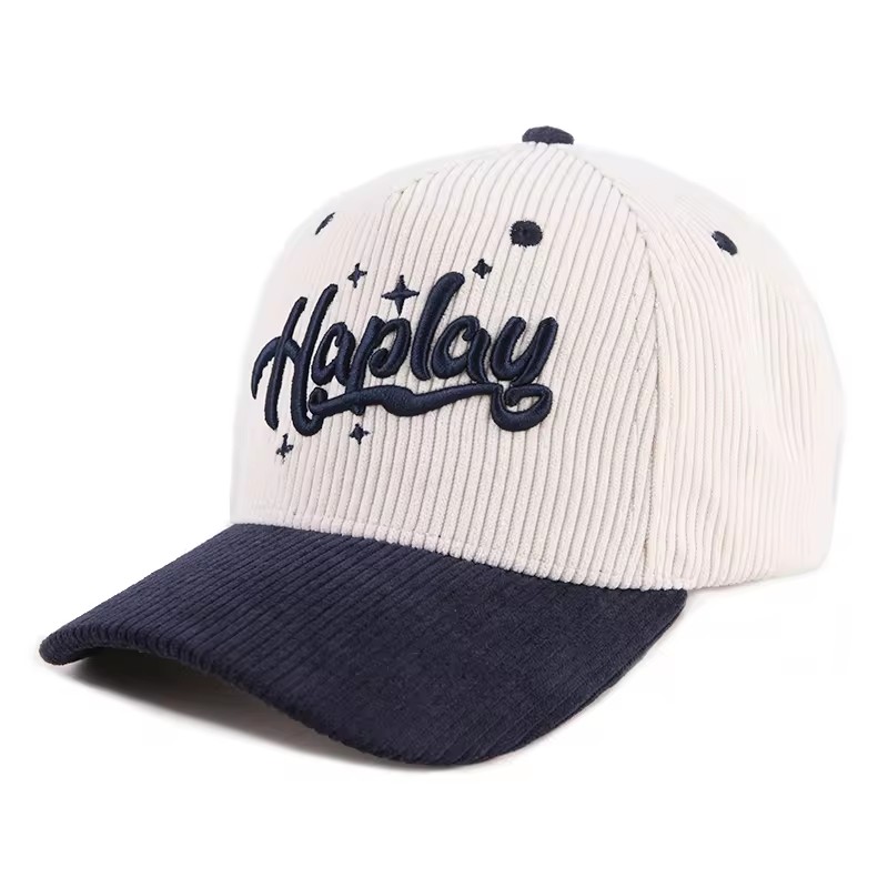 Custom High Qualiy 6 PANEL Corduroy Cotton Snapback Baseball hat Cap