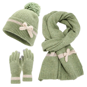 Girls Green Knit Three Piece Set
