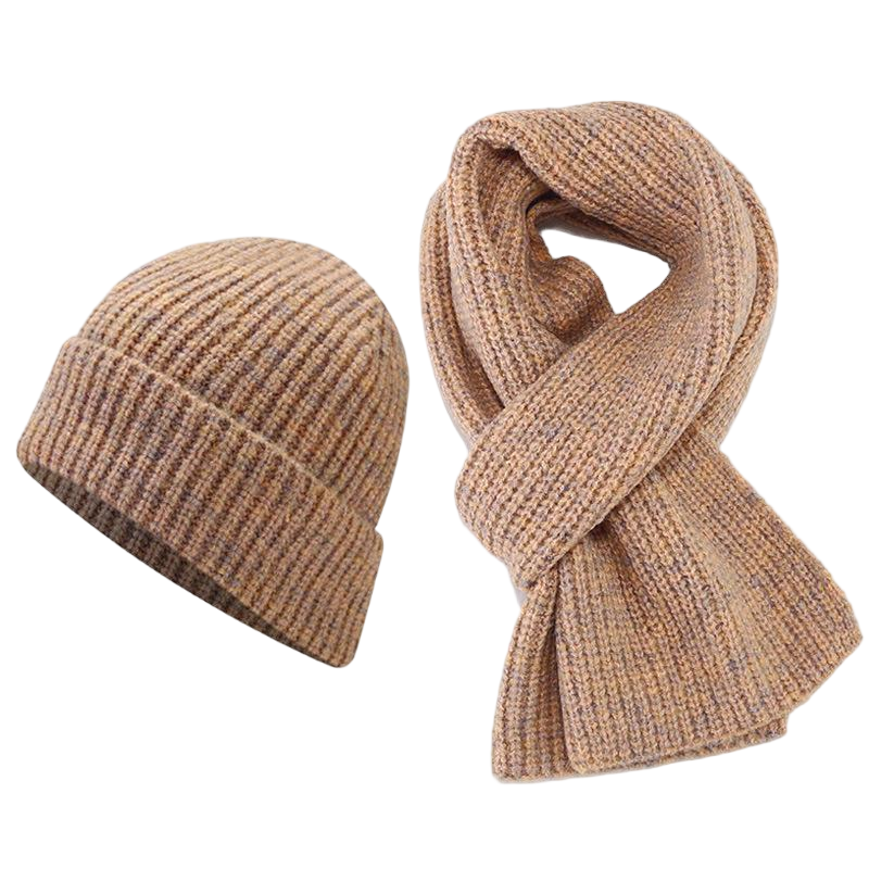 Ladies Colorful Cotton Warm Knit Scarf Beanie