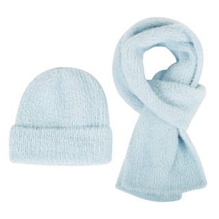 Custom Cotton Ladies Scarf Beanie Solid Color Knit Set 