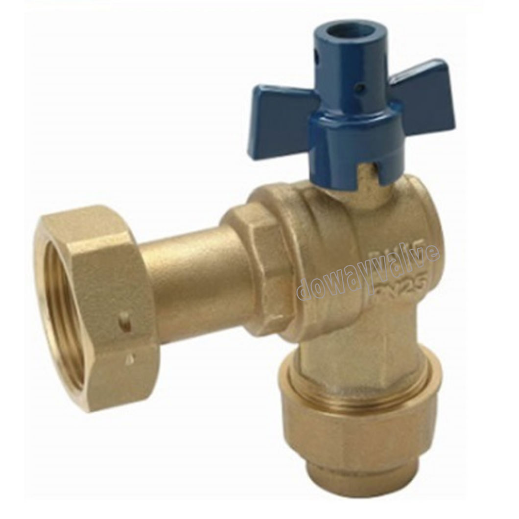 Robinet &agrave; bille en laiton avec raccords Deca pour compteur d'eau