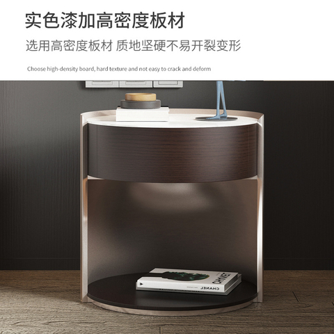 Italian Modern Design Bedroom Furniture Round Wooden Bedside Table with Bed Side Table Wood Drawer Night Table Italian Style Nightstand