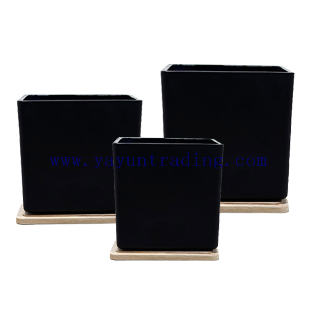 3 sizes frost black square candle glass tumblers