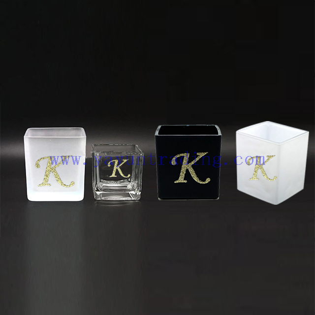 square glass candle jars (2)
