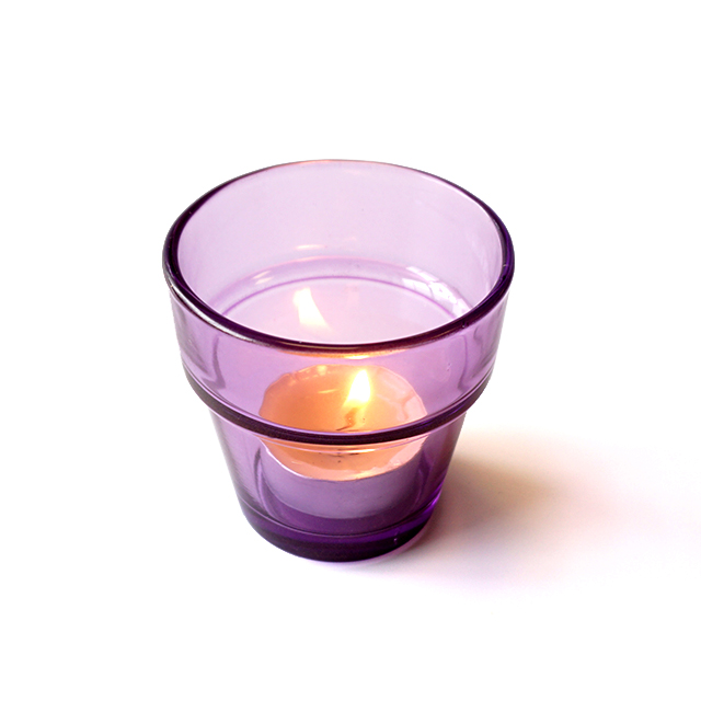 purple egg shaped candle holder
