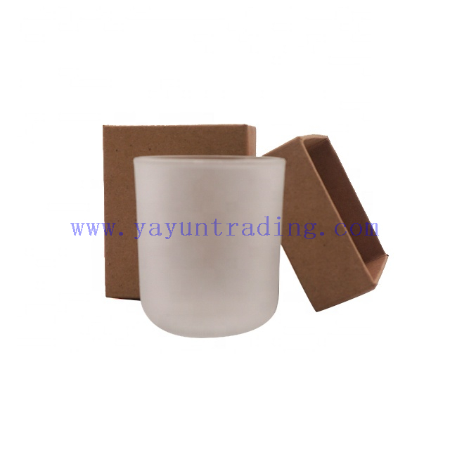 Matte Black Frosted Heat Resistant Glass Candle Jars With Gold Metal Lids And Wooden Box