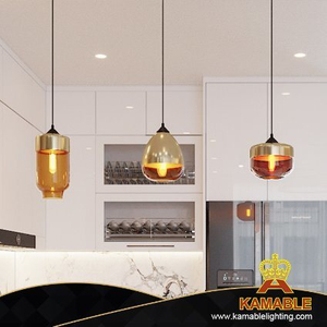 Подвесной светильник для столовой Стеклянный золотой подвесной светильник (P0032)