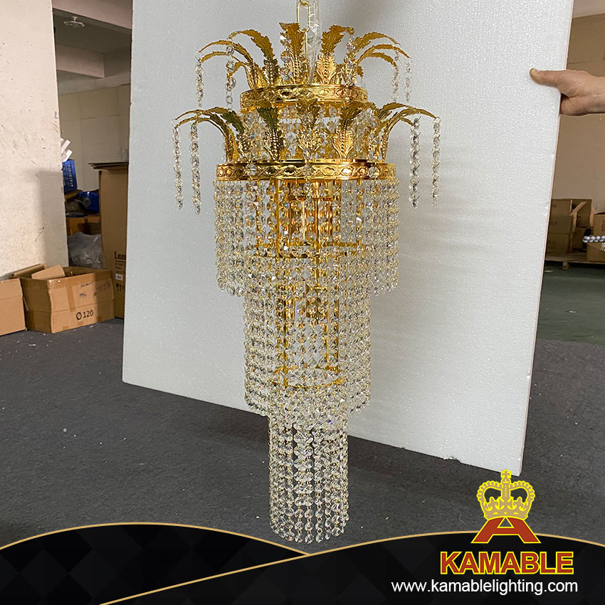 Металлическая хрустальная люстра Flower Golden Finish впечатляющая во дворце (YHC2040-D400)