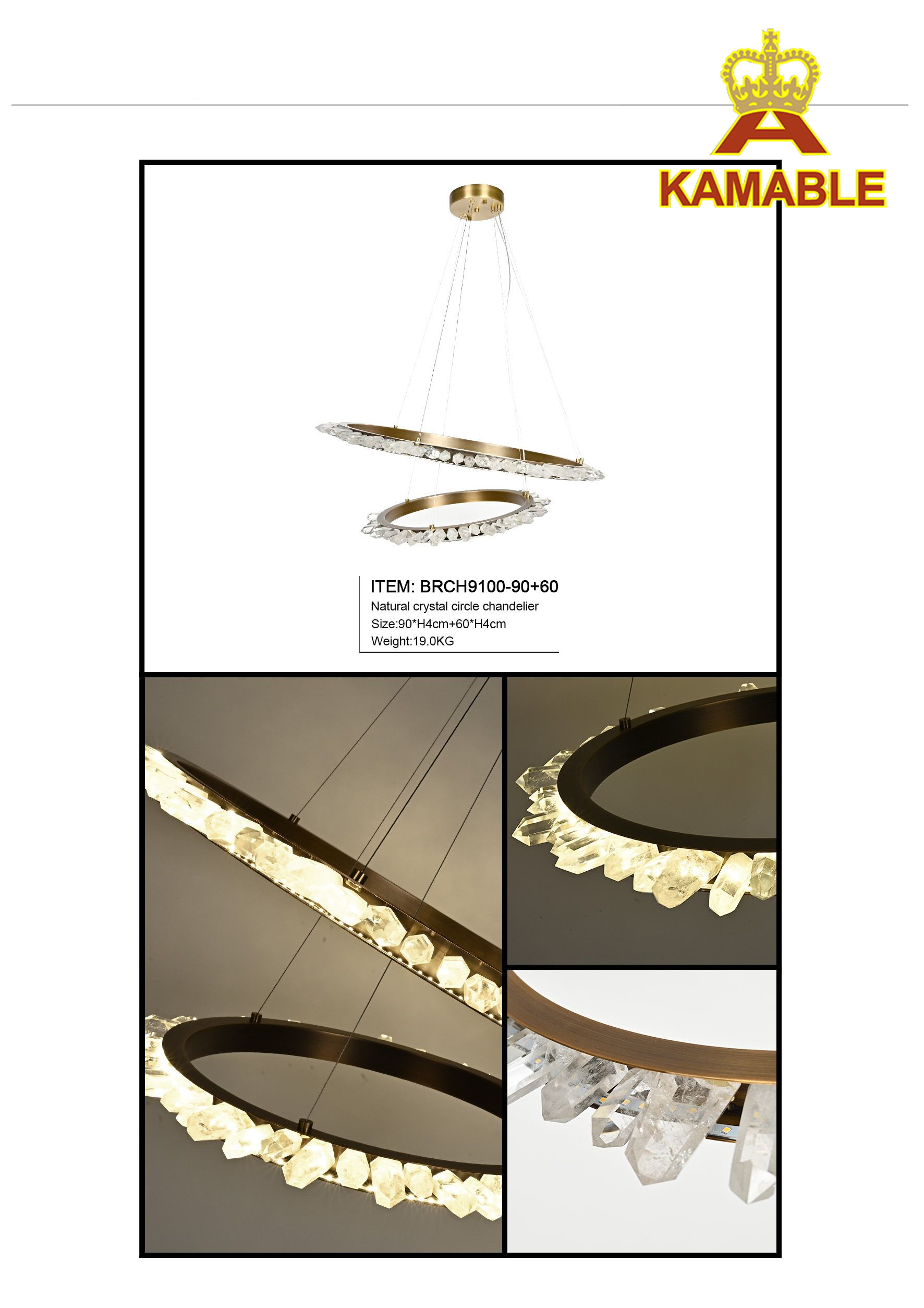 Стиль дизайна элегантный хрустальный круг металлический вход люстра (BRCH9100-90+60)