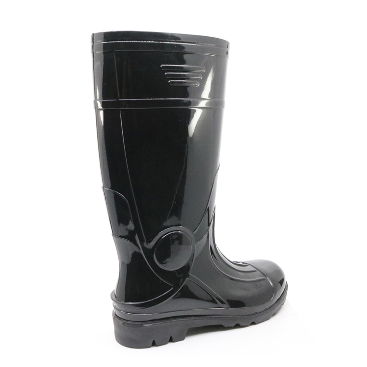 107-3 acid resistant black glitter pvc safety rain boots