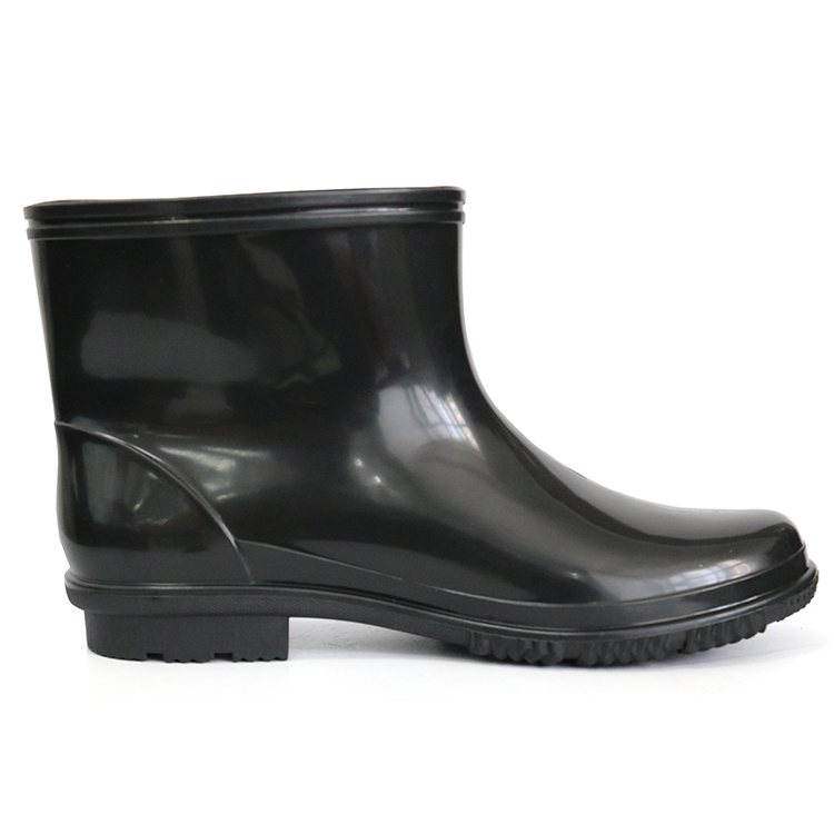 JW-105 Black waterproof non slip cheap ankle pvc shiny civil rain boot