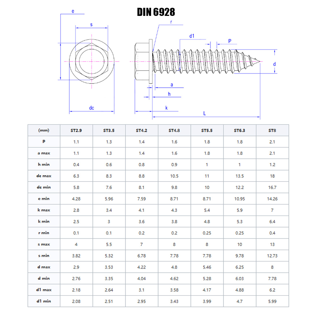 DIN 6928 六角 法 自 钉