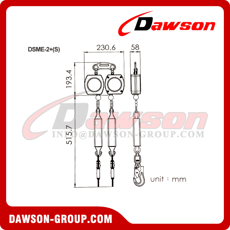 Linha de vida de recupera&ccedil;&atilde;o DSME-2 + (S), linha de vida retr&aacute;til - Dawson Group Ltd. - Fabricante, f&aacute;brica na China