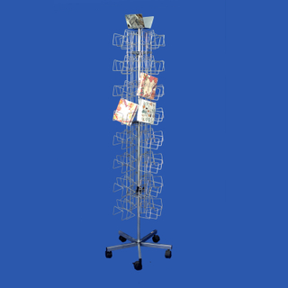 32 Compartments Wire Frame Pockets Floor Standing Swivel Napkin Display Rack