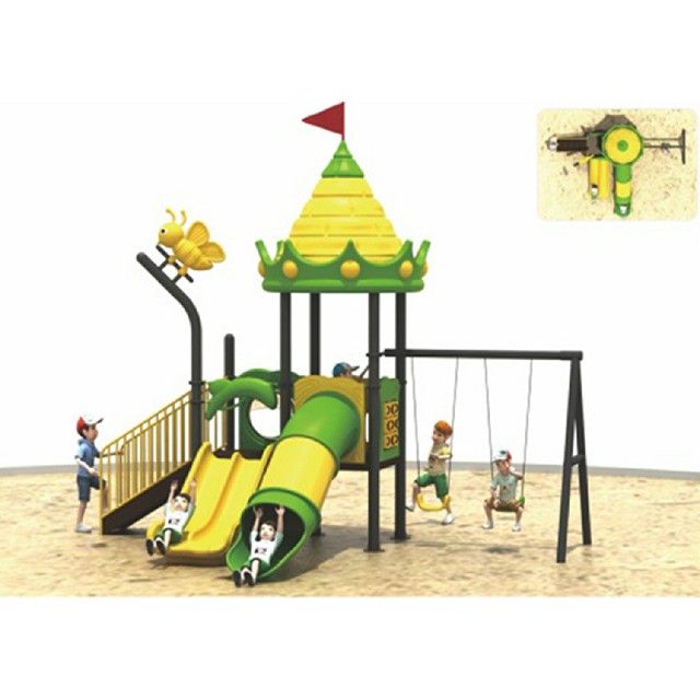 Einfacher Kinder-Kunststoffrutsche- und Schaukelspielplatz (ML-2006601)