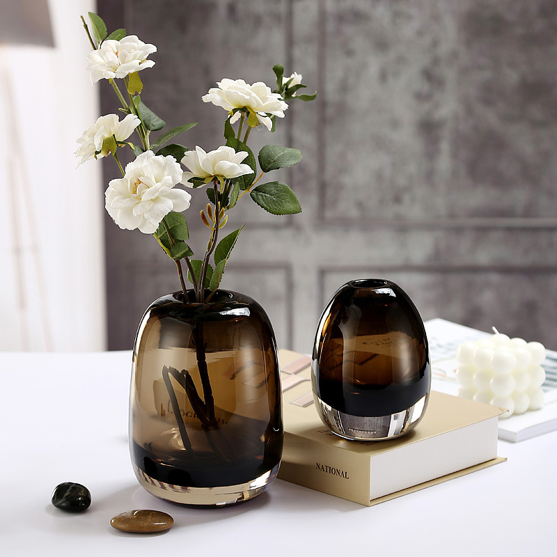 Round Glass Vase Home Living Room Decoration