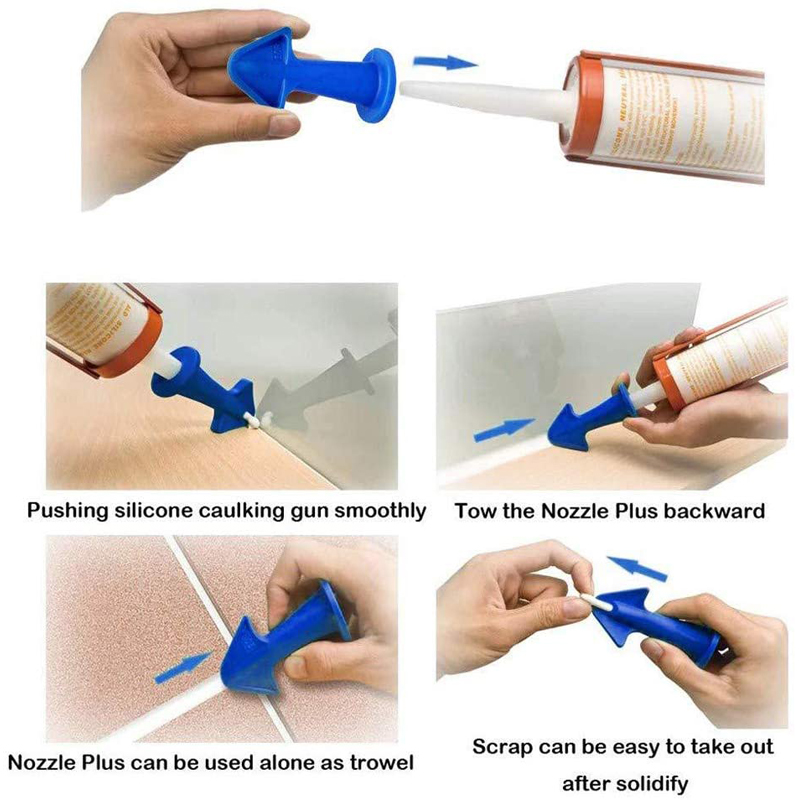 6 Silicone Sealant Caulk Nozzle Applicator and 2 Sealant Finishing Tool Grout Scraper for Tile