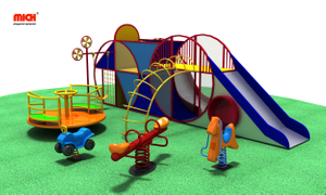 Parco giochi all'aperto per bambini con vari giochi