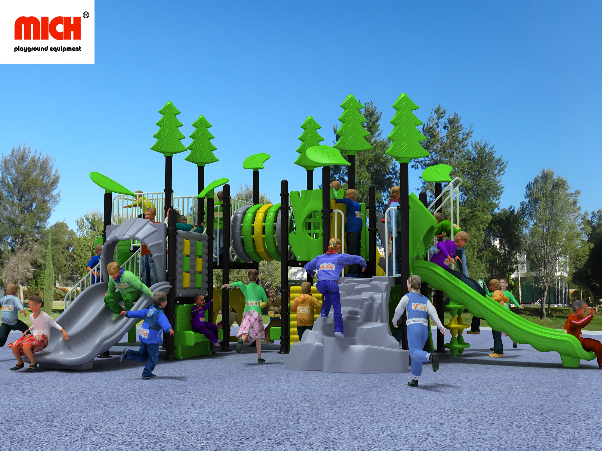 Playground ao ar livre pré -escolar com túnel de escalada
