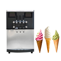 Commercial double control countertop 3 flavor yogurt soft ice cream machine