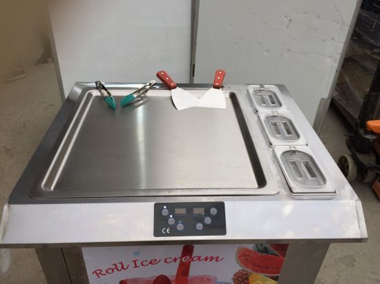 Commercial Cold Stone Square Shape Pan Ice Cream Rolls Machine
