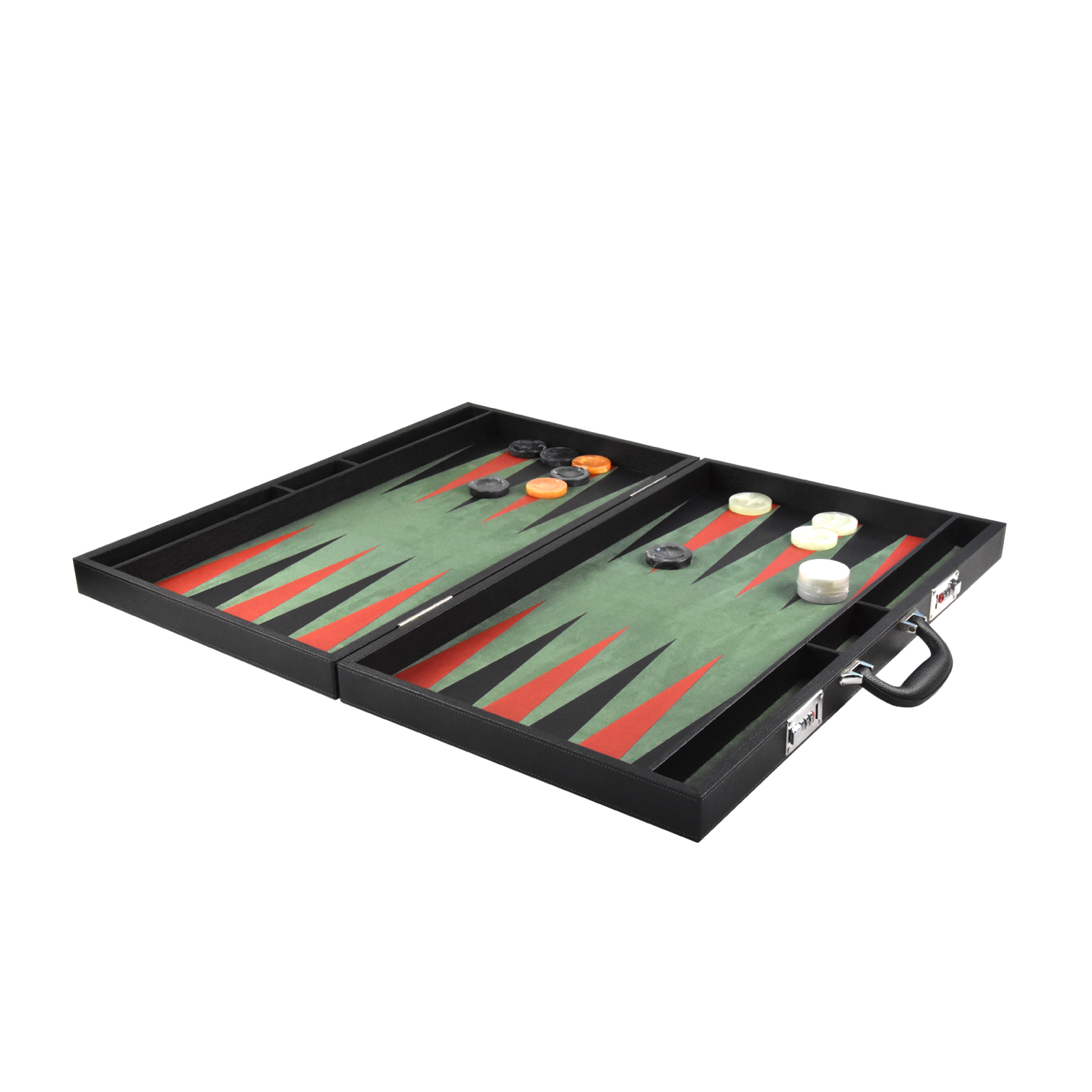 High Quality Luxury Portable Wooden Pu Leather Backgammon Case with Checkers 