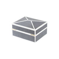 luxury Gray pu leather Jewelry box Jewelry gift Organizer Box for Women Sharkskin Jewelry Storage Holder 