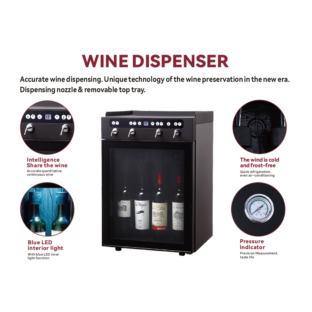 Dispensador de vino SC-8 | Sistema de conservación de vino de argón/nitrógeno para 8 botellas