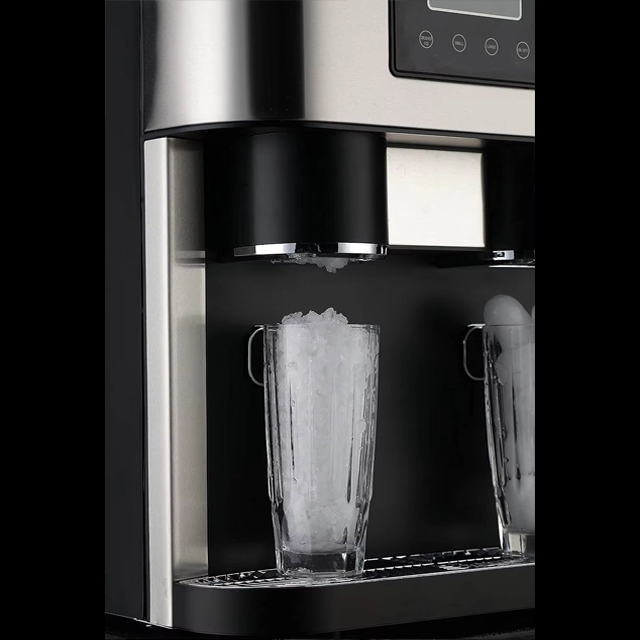 M&aacute;quina de hielo KIM15 que dispensa hielo picado en vaso: m&aacute;quina de hielo 3 en 1 con hielo tipo bala, hielo picado y agua fr&iacute;a