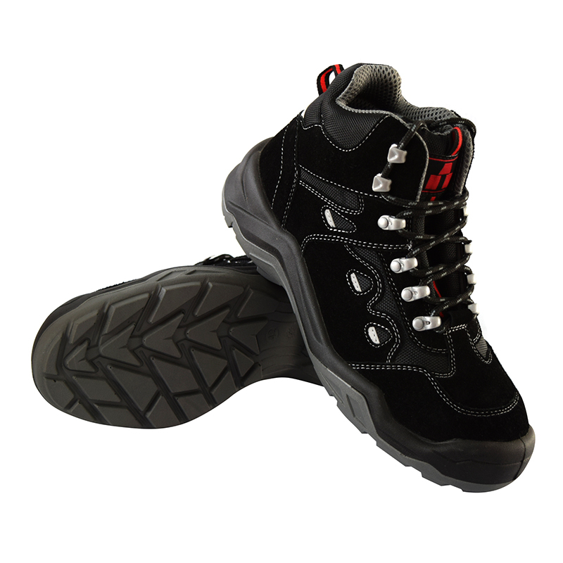 OEM light weight black Suede Leather Rubber Sole Steel Toe Antistatic Safety Shoes
