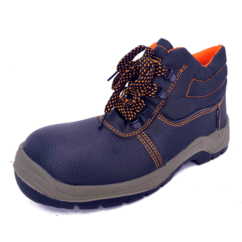 comfortable top pu outsole black PU leather outdoor security safety shoes mid cut steel toe Calzado de seguridad