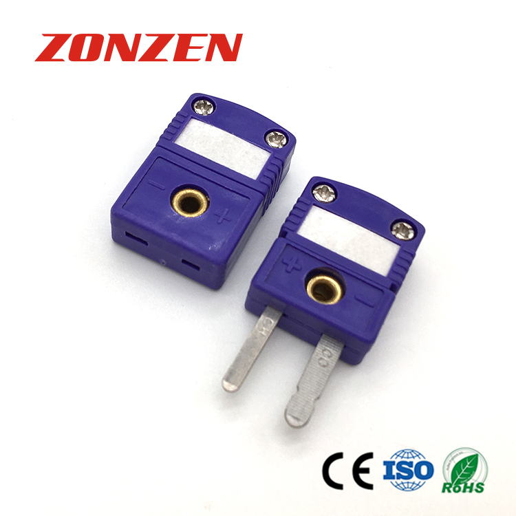 Miniature Size Thermocouple Connector Flat 2 Pin TC Connector 