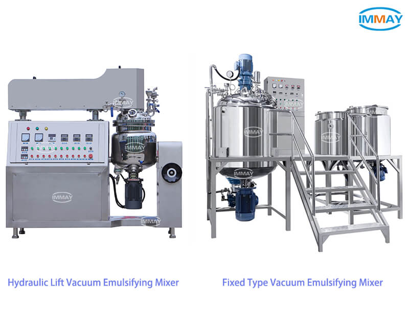 Vast type vs. vacu&uuml;m-emulgerende mixers met hydraulische lift