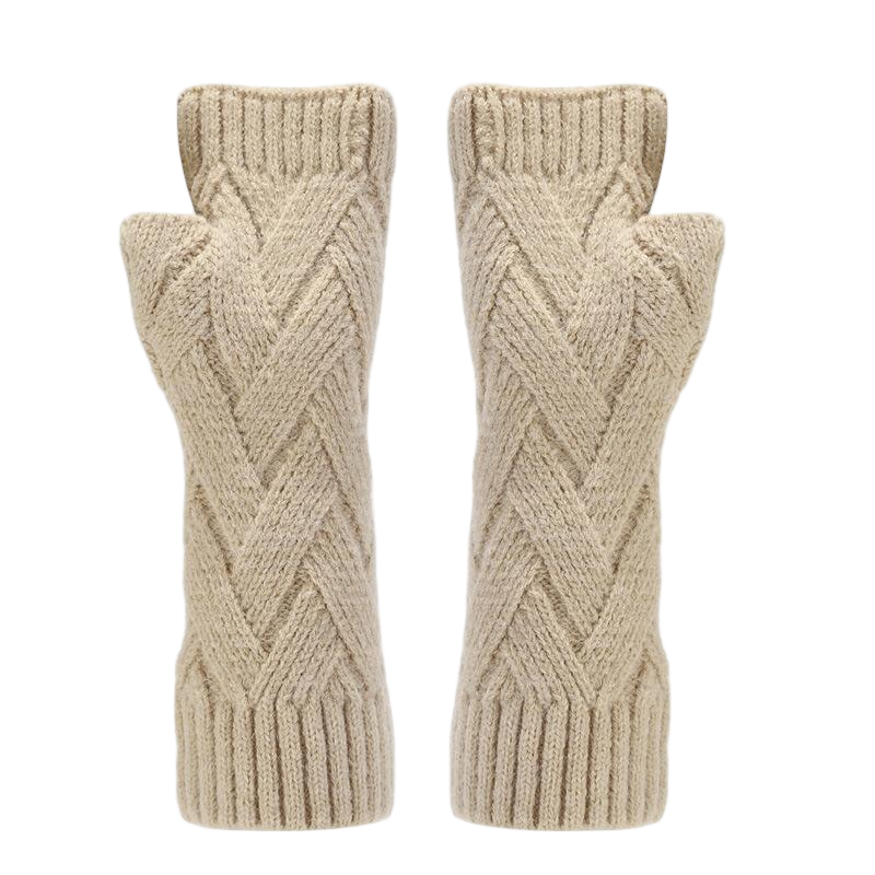 Cream Knit Gloves