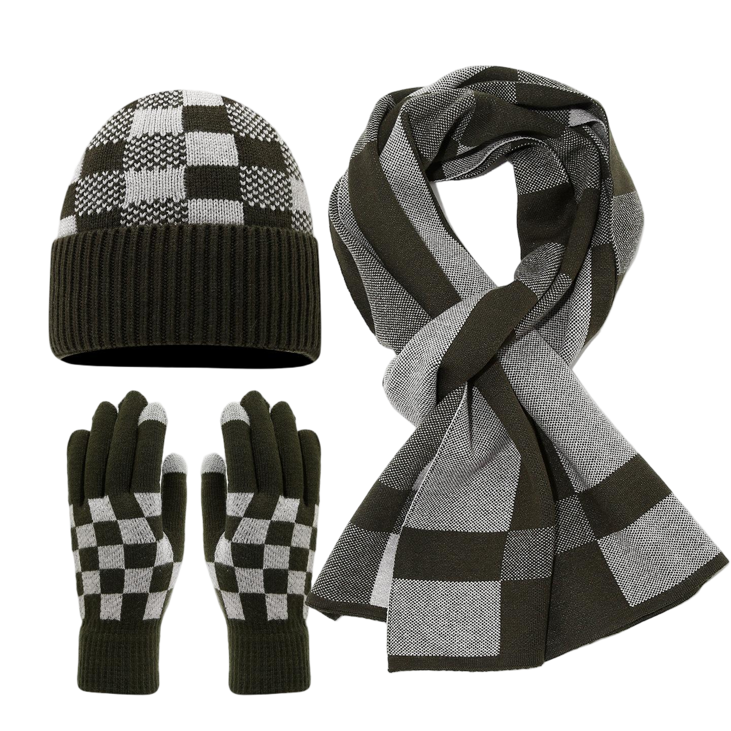 Black Stripe Wool Knit Three Piece Set