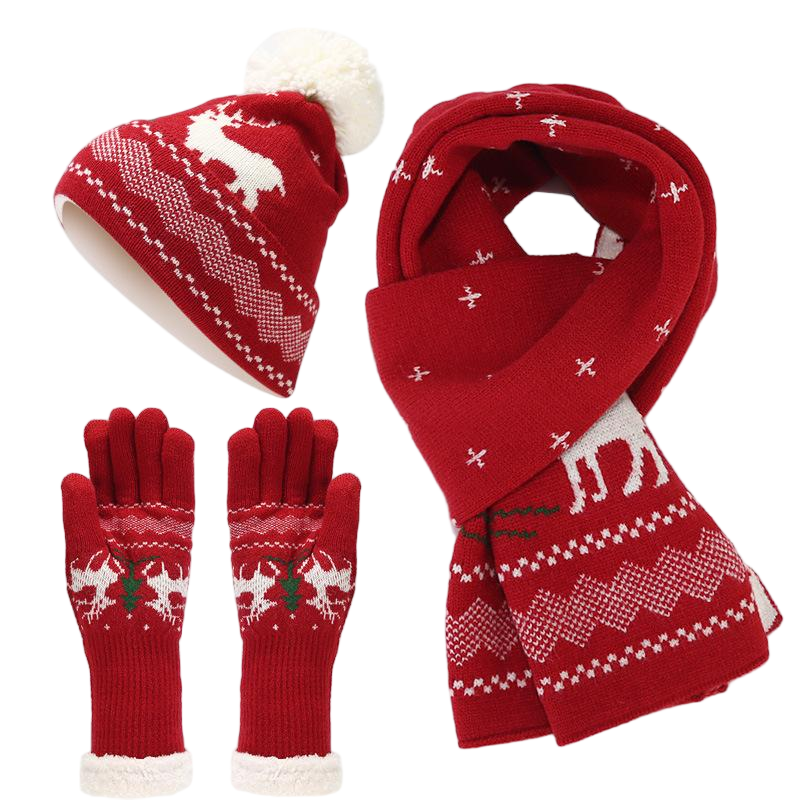 Red Reindeer Knit Three Piece Set