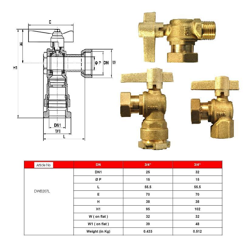 Valve de compteur d'eau de type droit en laiton femelle de haute qualit&eacute;
